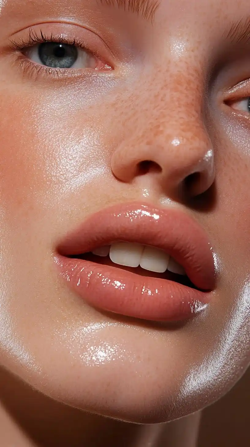 Glossy Lips Close Up