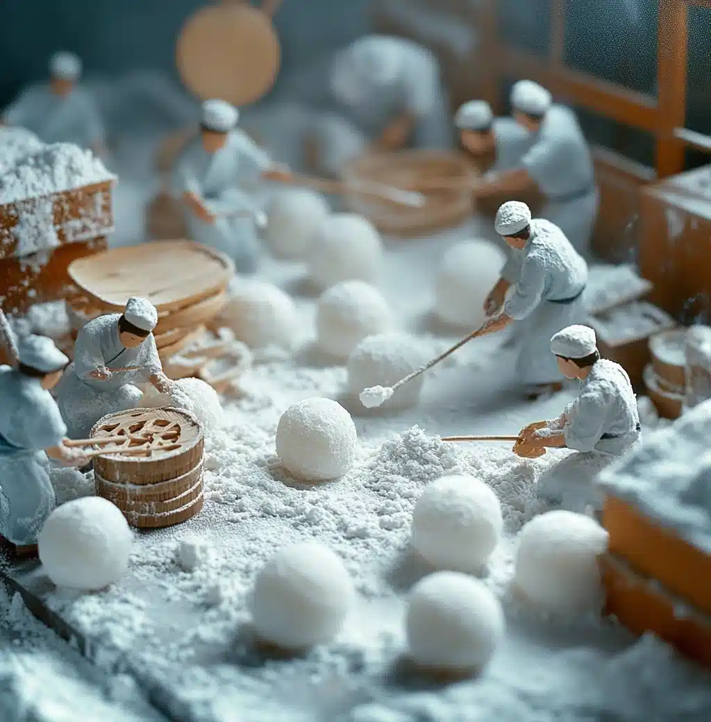 Miniature Mochi Production Scene