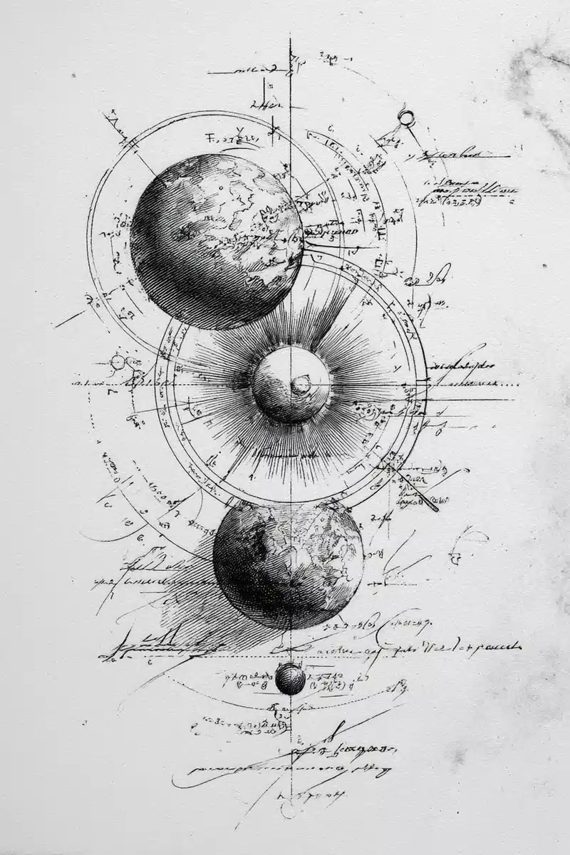 Scientific Sketch Of Celestial Bodies