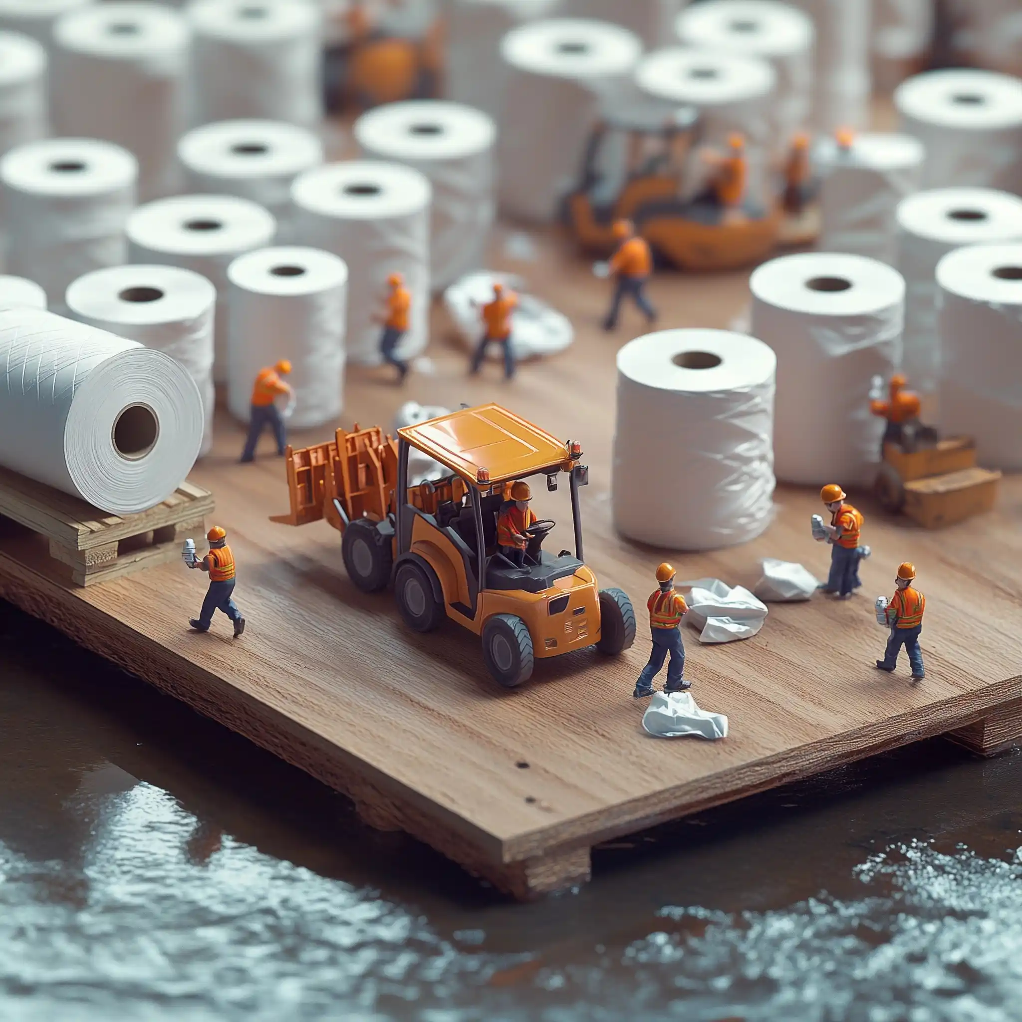 Whimsical Workers Loading Rolls