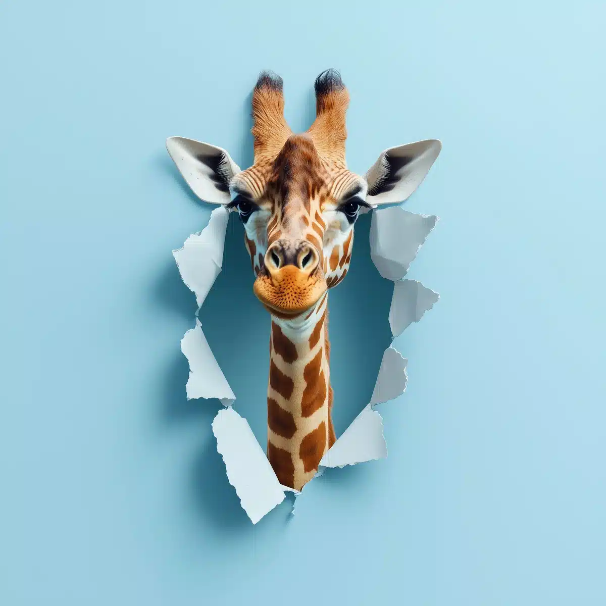 Giraffe Emerging From Paper
