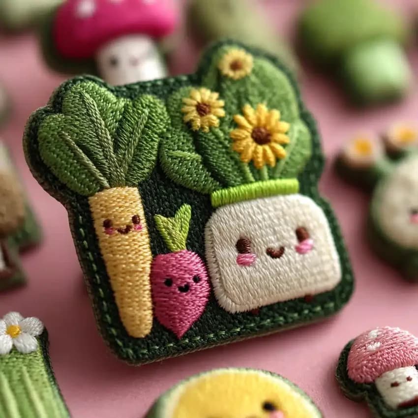 Cartoon Vegetables And Flowers